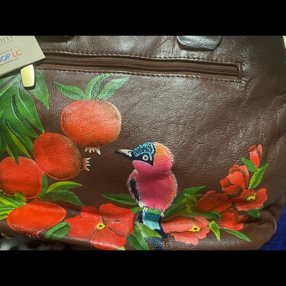 SUKRITI New Leather Hand painted Women Shoulder Hand Bag Bird Design - Picture 6 of 6